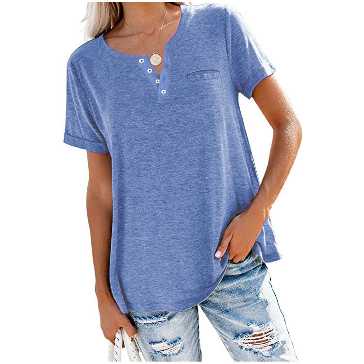 Women's Durable Stylish V-neck Solid Color Blouses