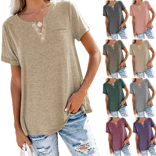 Women's Durable Stylish V-neck Solid Color Blouses