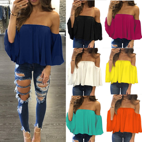 Casual Women's Classy Popular Chiffon T-shirt Blouses