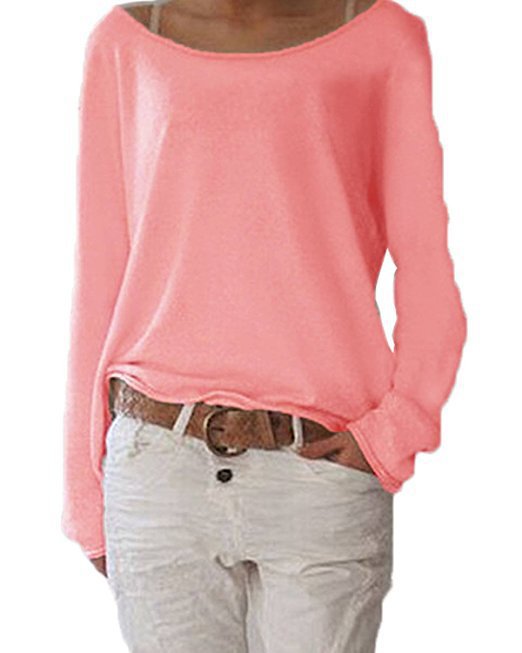 Women's Beautiful Versatile Solid Color Knit Blouses