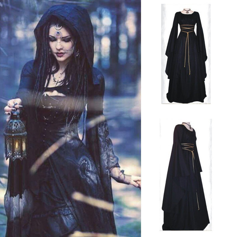 Women's Long Sleeve Round Neck Belt Irregular Dress Dresses