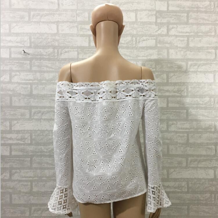 White Off-shoulder Bell Sleeve Lace Tassel Tops