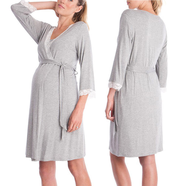 Versatile Stitching 3/4 Sleeve Robe Pajamas Dresses