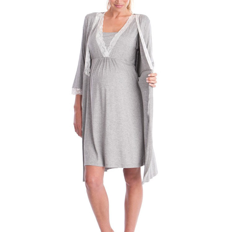 Lace Stitching Sleeve Dress Robe Pajamas Dresses