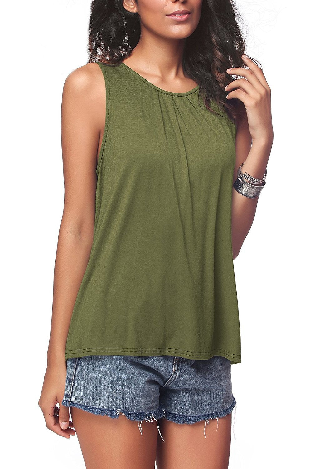 Women's Casual Round Neck Solid Color Sleeveless Blouses