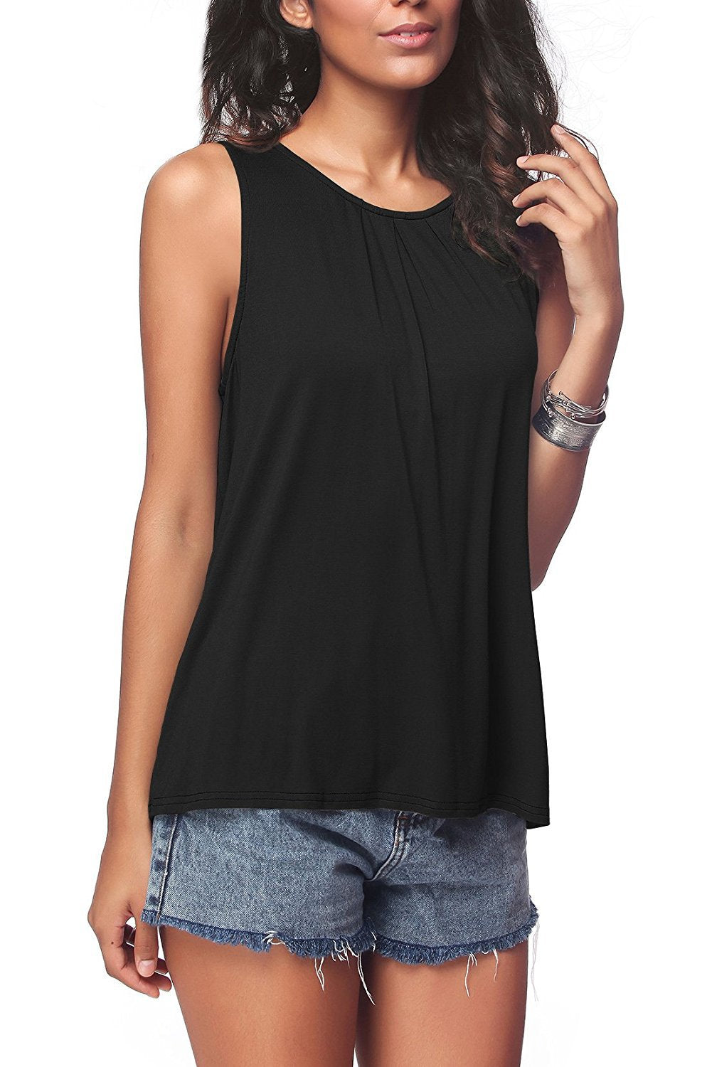 Women's Casual Round Neck Solid Color Sleeveless Blouses