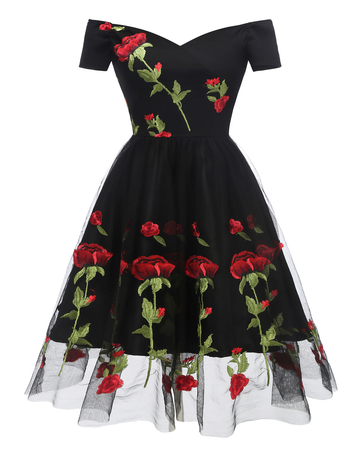 Sommerparty-Rose-Spitzenkleid für Damen