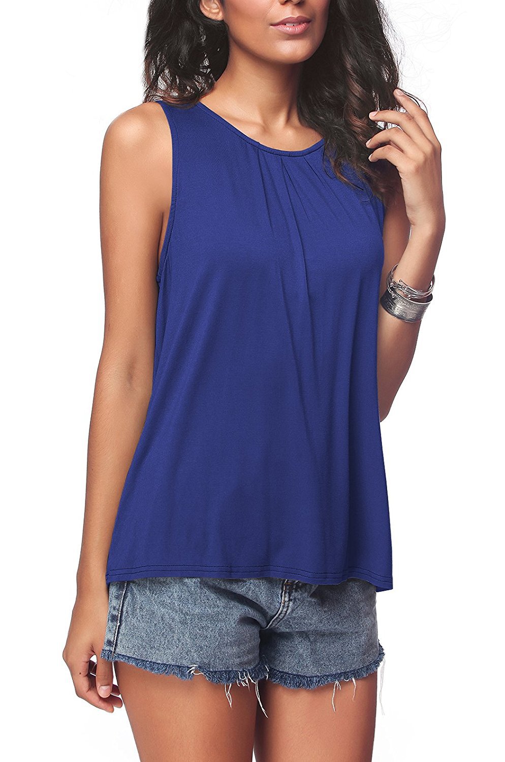 Women's Casual Round Neck Solid Color Sleeveless Blouses