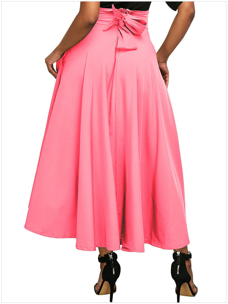 Women's Waist Draped Side Slit With Belt Skirts