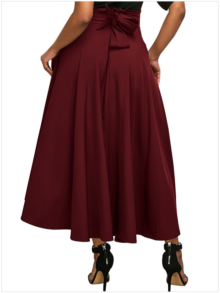 Women's Waist Draped Side Slit With Belt Skirts