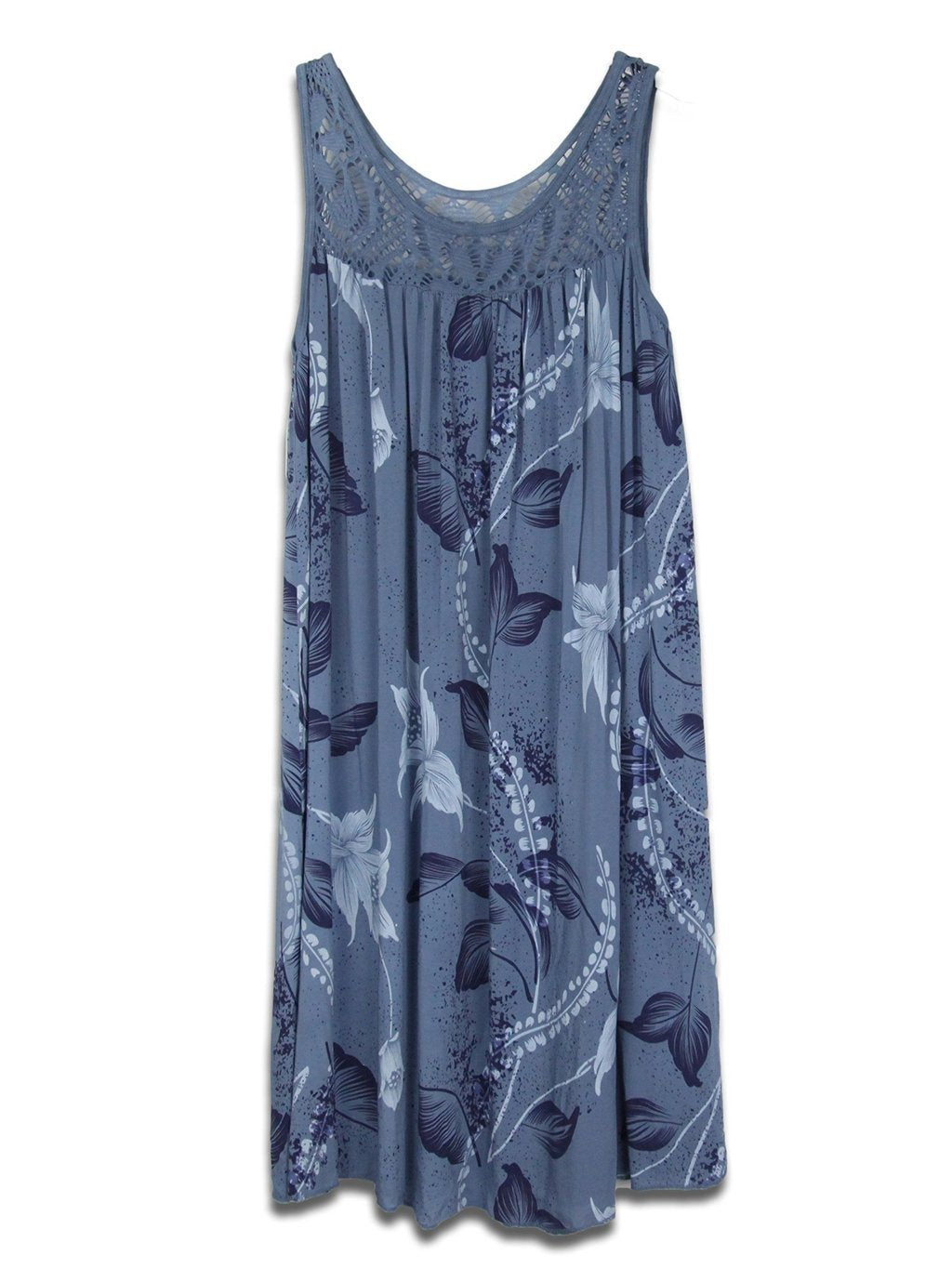Women's Lace Stitching Printing Sleeveless Swing Dress Dresses