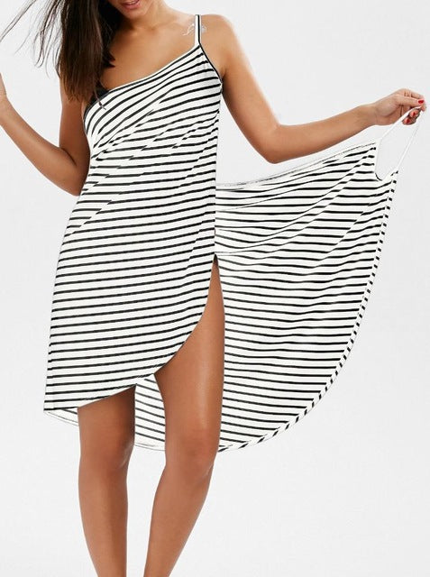 Summer Sexy Beach Vacation Striped Straps Dresses