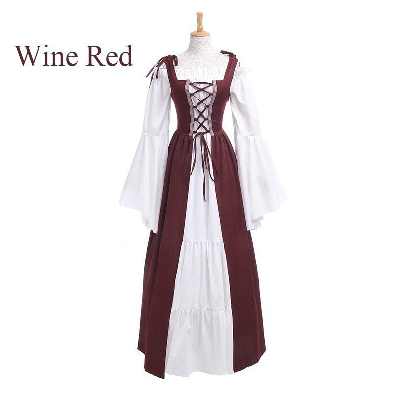 Square Collar Tied Waist Retro Dress Dresses