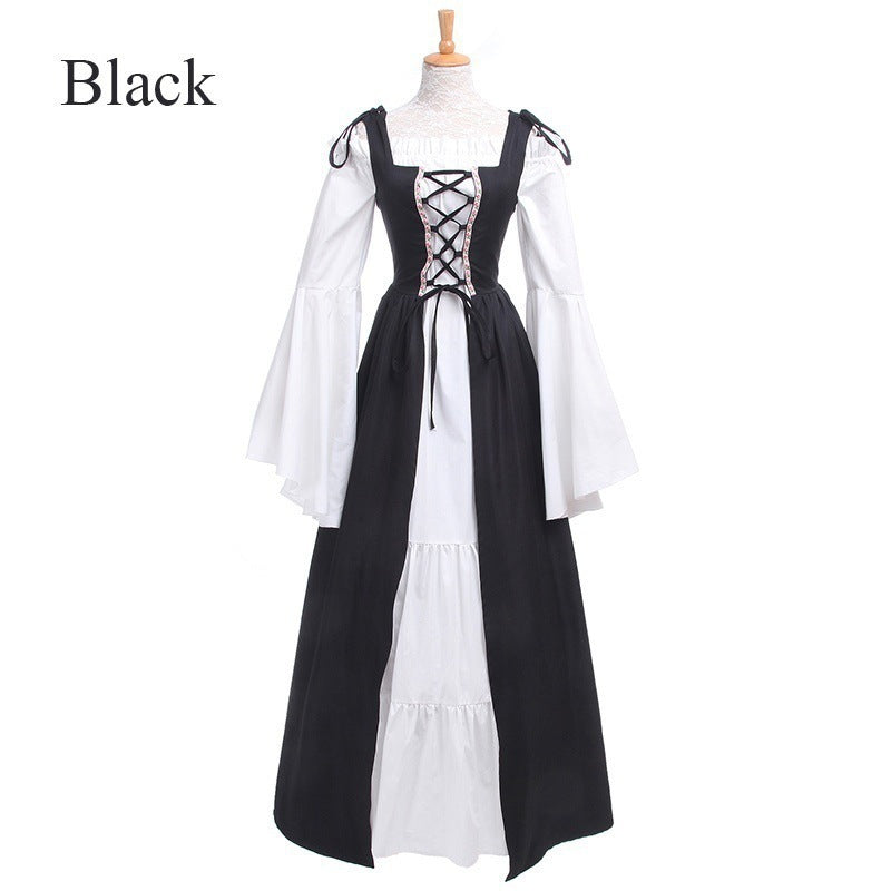 Square Collar Tied Waist Retro Dress Dresses