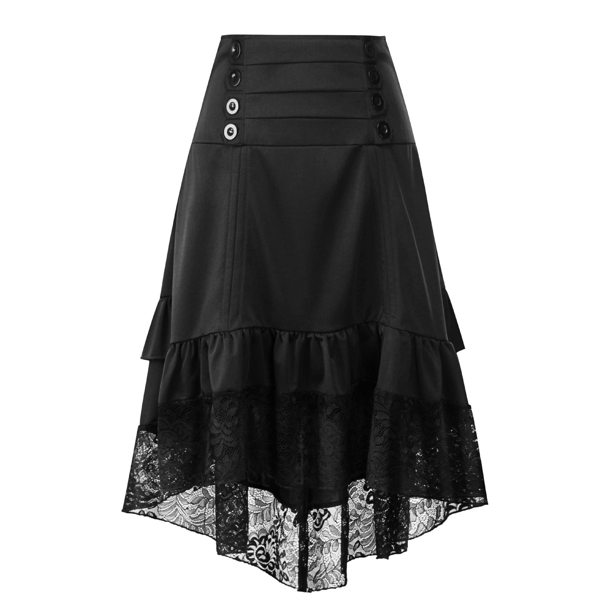 Women's Retro Lace Drawstring Midi Summer Female Skirts