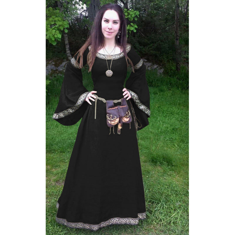 Women's Classic Medieval Long-sleeved Round Neck Dress Dresses