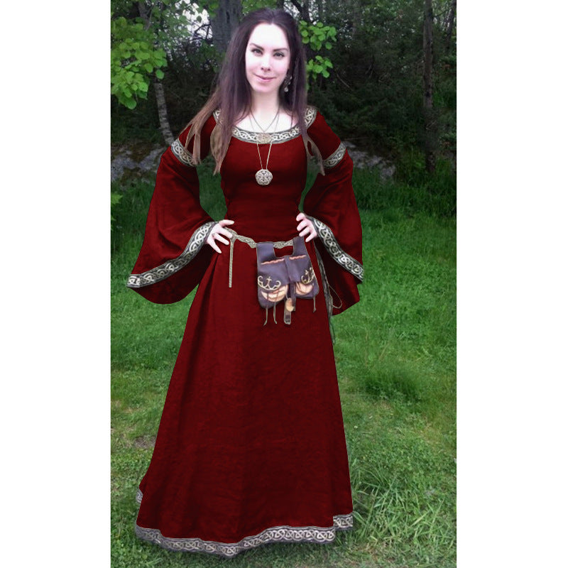 Women's Classic Medieval Long-sleeved Round Neck Dress Dresses