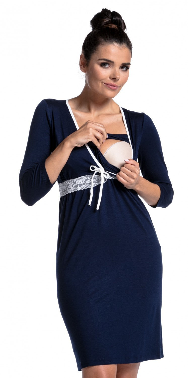 Comfortable Creative Stitching Nursing Pajamas Gown Dresses