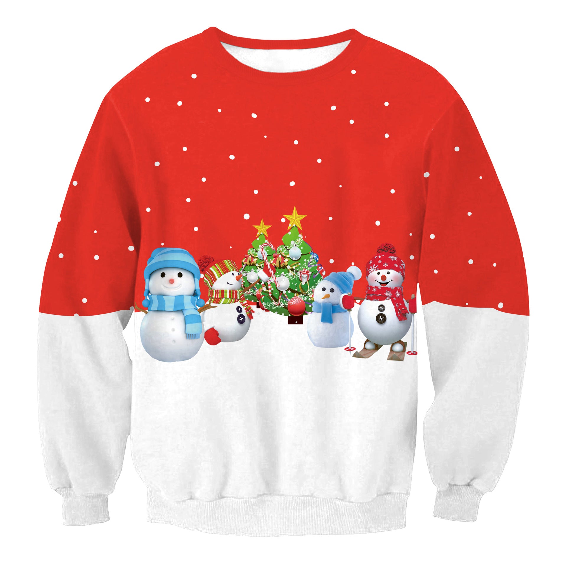 Damen-Weihnachtspullover mit Rundhalsausschnitt, lockerer digitaler Pullover