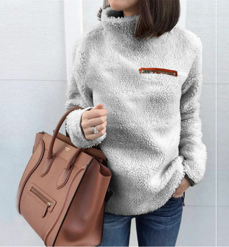 Stylish Women's Autumn Fashion Zipper Turtleneck Sweaters