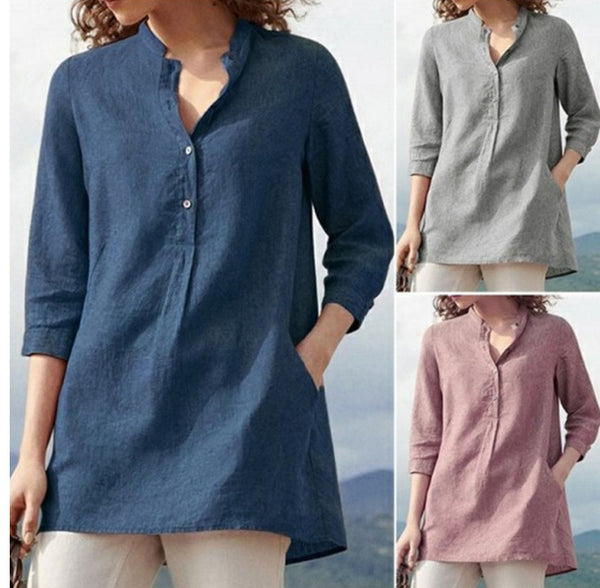 Women's Urban Stand Collar Loose For Blouses