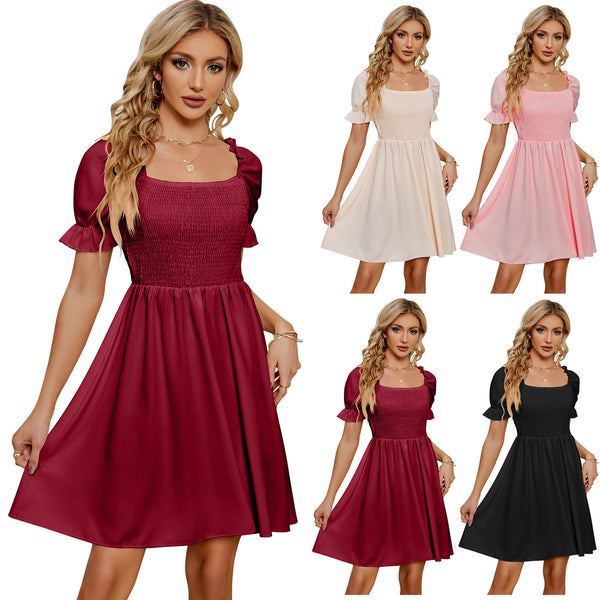 Women's Innovative Summer Square Collar Pleated Dresses