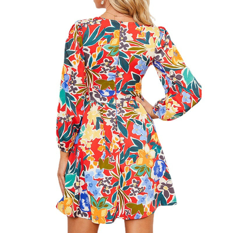 Abstract Printing Slim Fit Fashion Casual Dresses