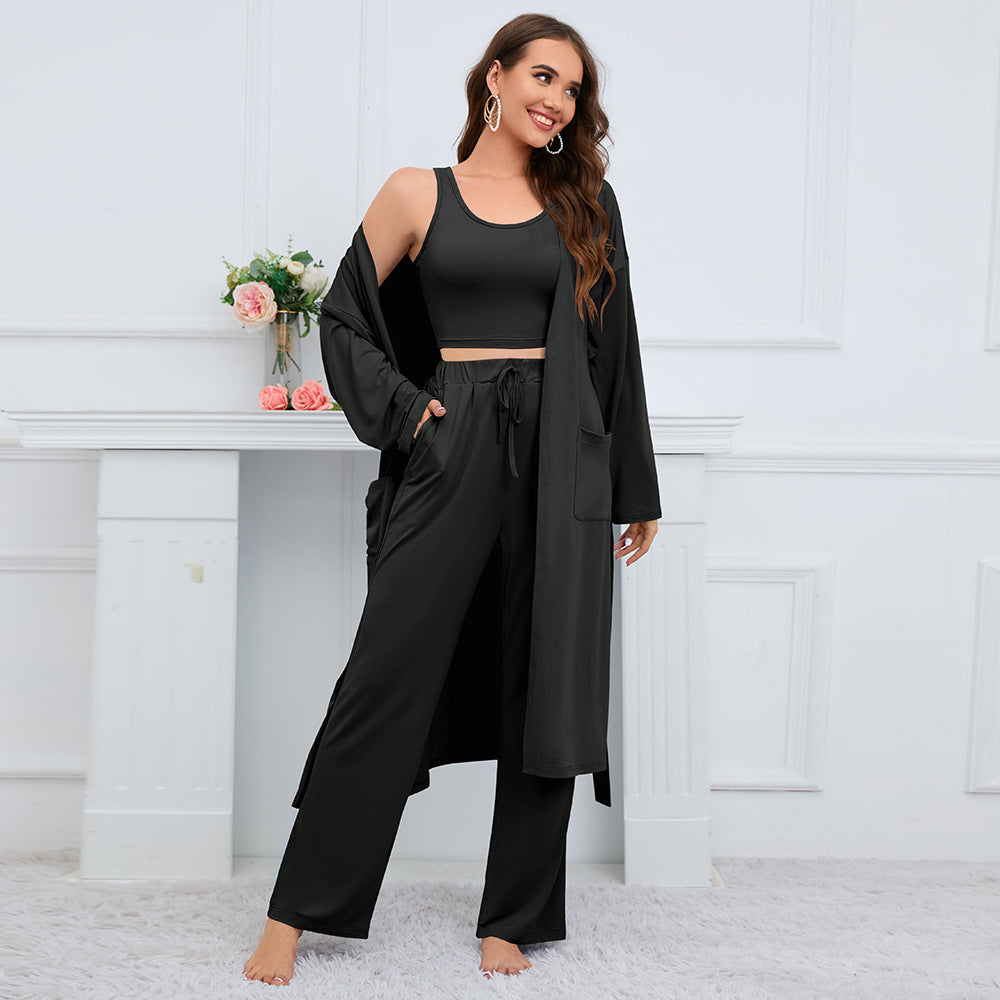 Women's Three-piece Long Sleeve Cape Wide Leg Suits