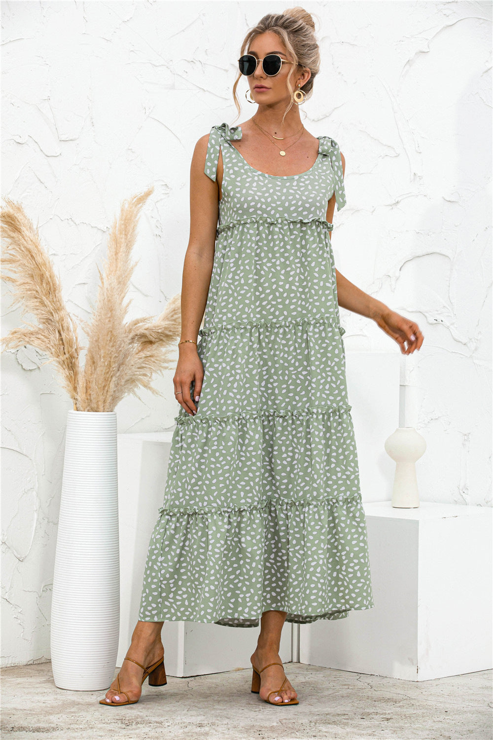 Summer Popular Style With Dots Stitching Dresses