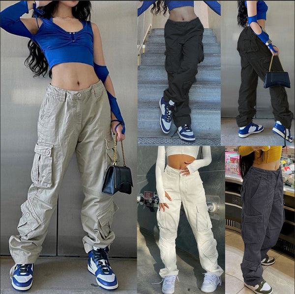 Creative Women's Street Multi-pocket Belt Leisure Jeans