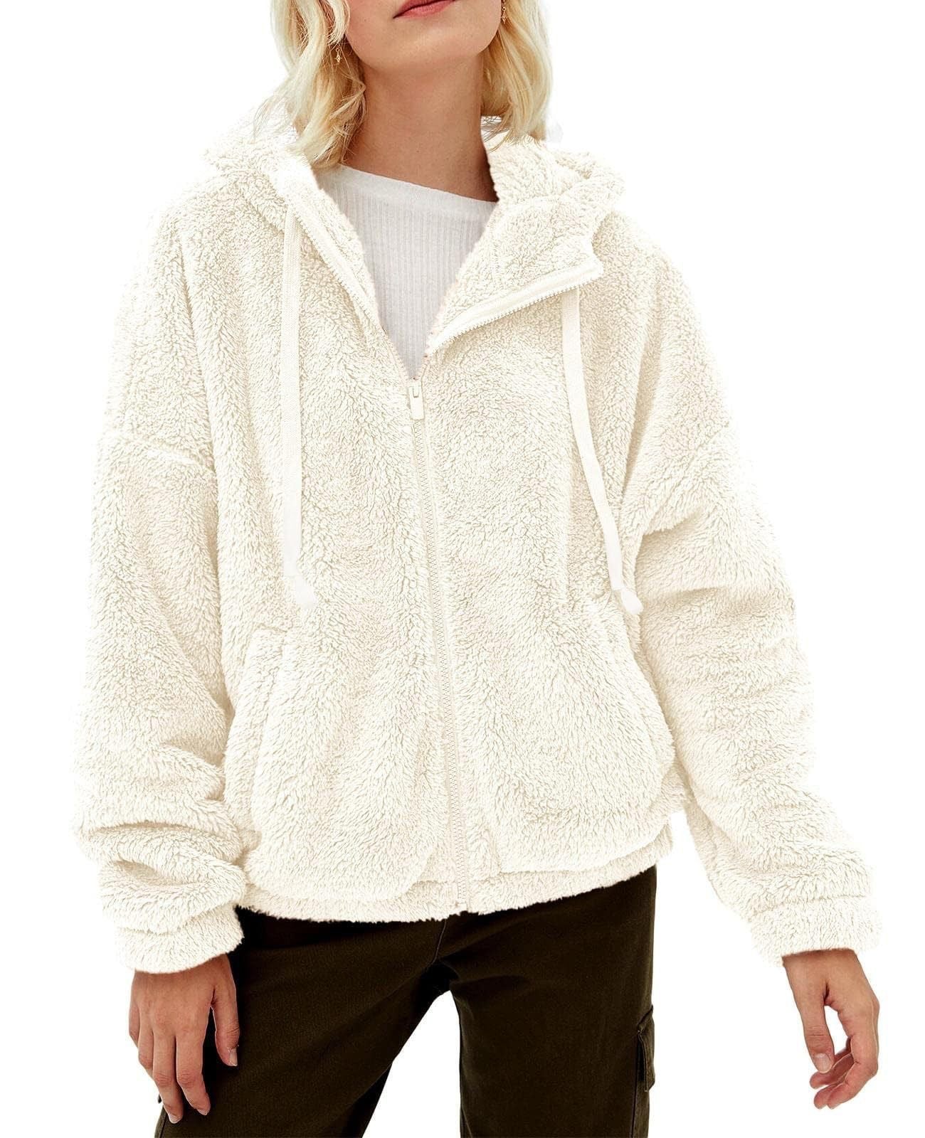 Women's Long Sleeve Zipper Casual Loose Hooded Sweaters