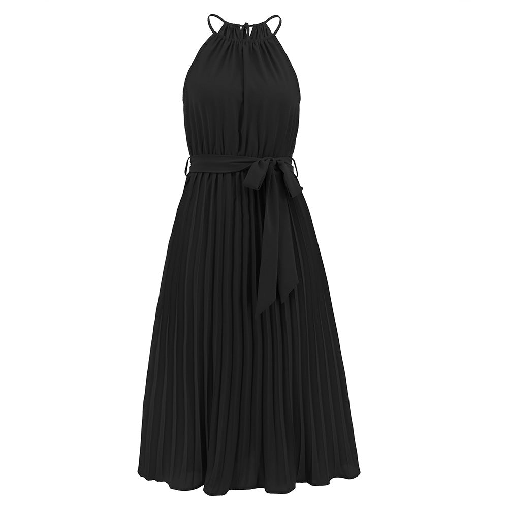 Women's Summer Sexy Thin Straps Sleeveless Pleated Dresses