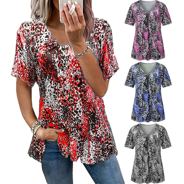 Women's Summer Digital Printed Leopard Print Chest Blouses