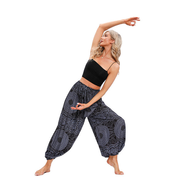 Graceful Bohemian Plus-size Yoga Neutral Bloomers Pantalon