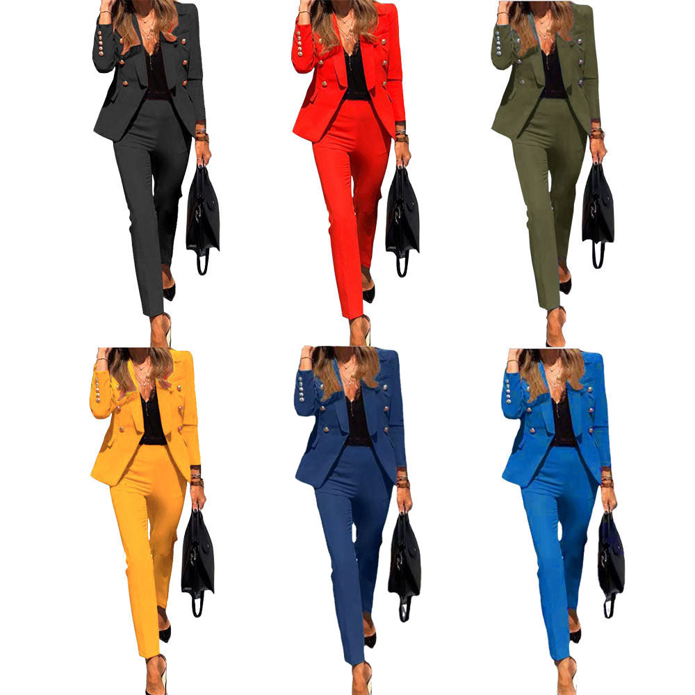 Women's Solid Color Fashion Two-piece Set Suits