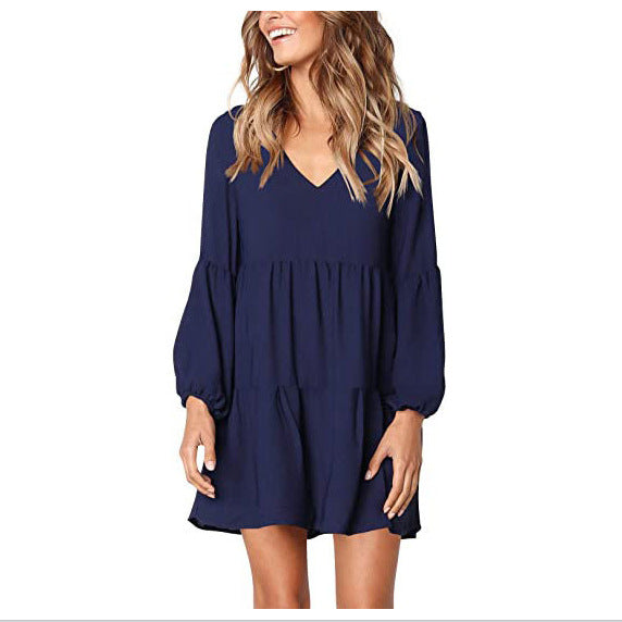 Women's Attractive Sexy V-neck Long Sleeve Dresses