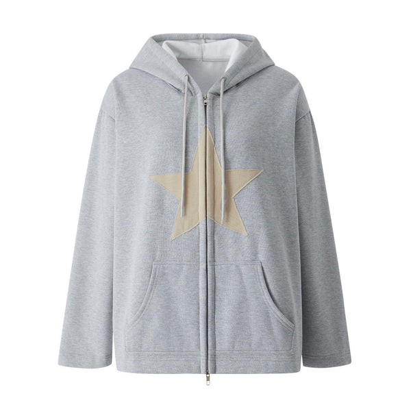 Women's Early Autumn Fleece-lined Five-pointed Star Color Collision Design Casual Sweaters