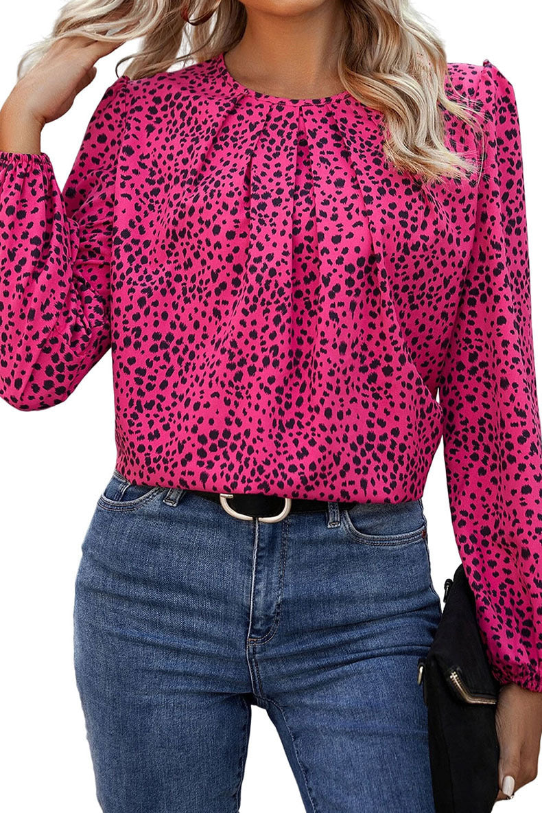 Women's Leopard Print Long Sleeve Chiffon Autumn Blouses