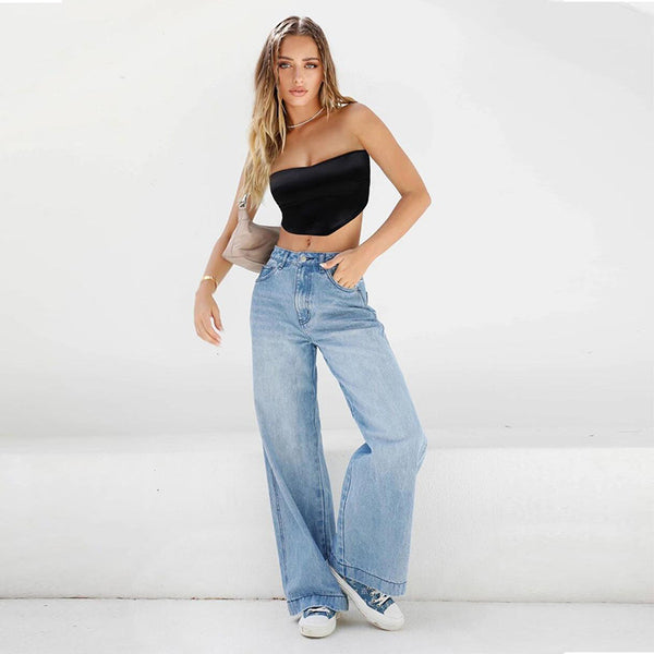 Jeans larges et confortables à taille haute pour femmes