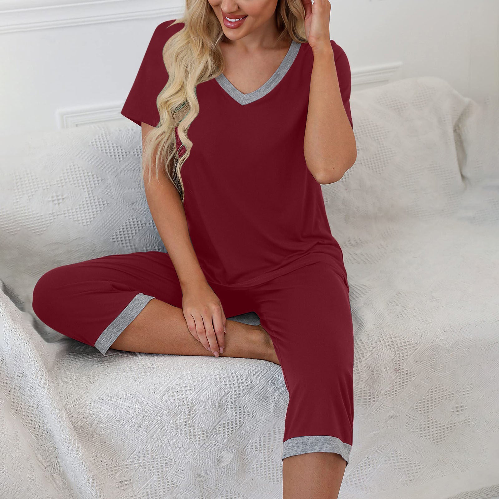 Women's Classic Summer Casual Sleeve Pajamas Suits