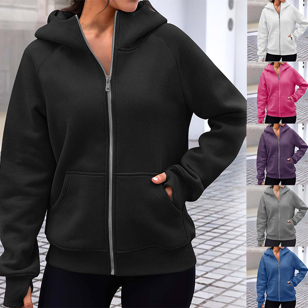 Women's Fashion Hooded Zipper Veet Sport Sweaters