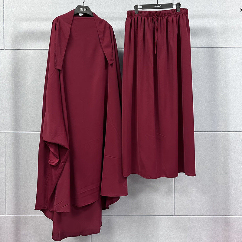 Women's Wear Two-piece Long Dress/robe Solid Color Dresses