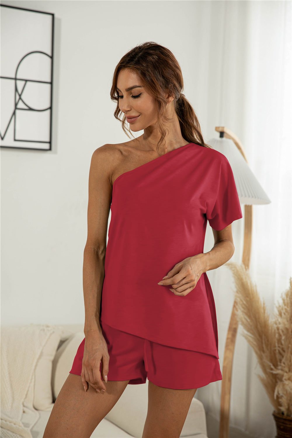 Women's Summer Off-the-shoulder Sleeve Sloping-shoulder Off The-shoulder Suits