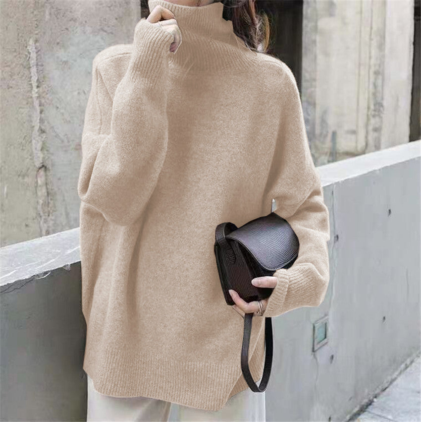 Women's Korean Solid Color Turtleneck Pullover Versatile Sweaters