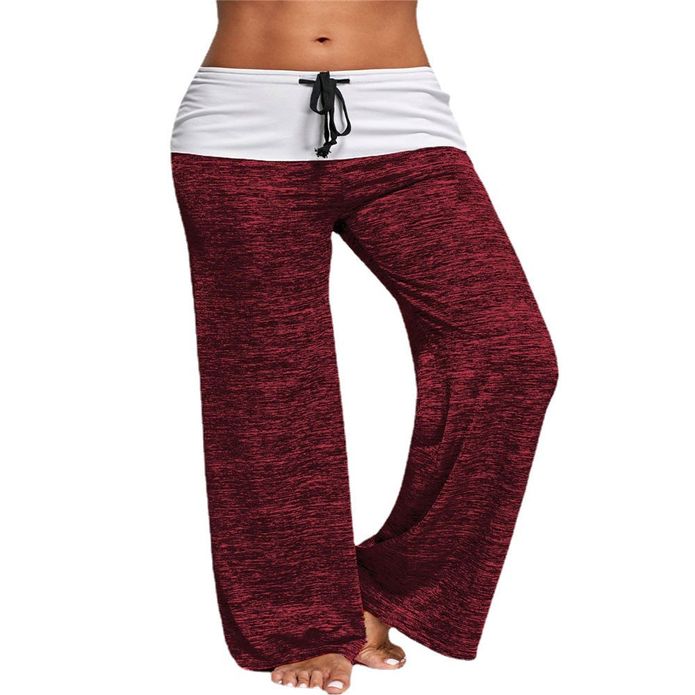 Women's Yoga Sports Stitching Trousers Casual Wide-leg Pants