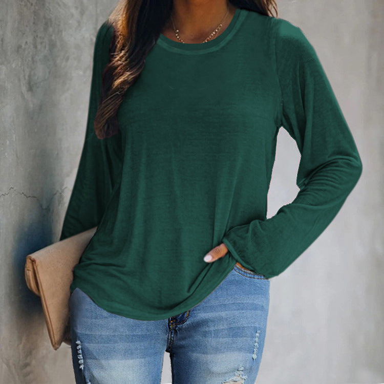 Women's Hem Casual Solid Color Long Sleeve Blouses