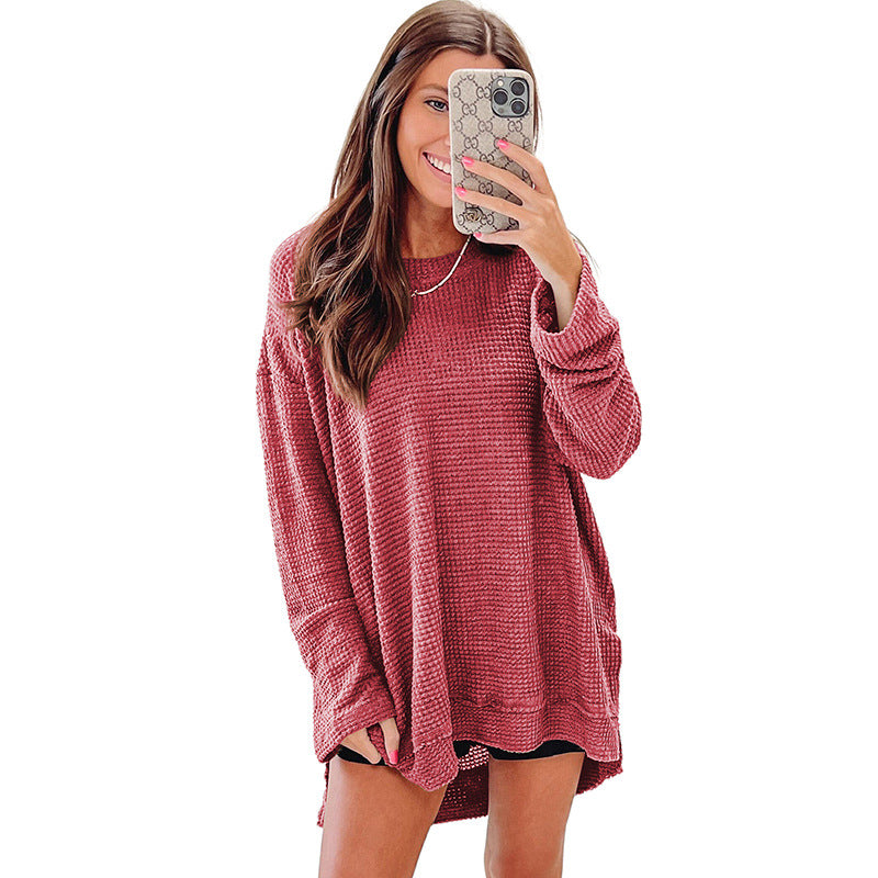 Women's Solid Color Loose Long Leisure Pullover Sweaters