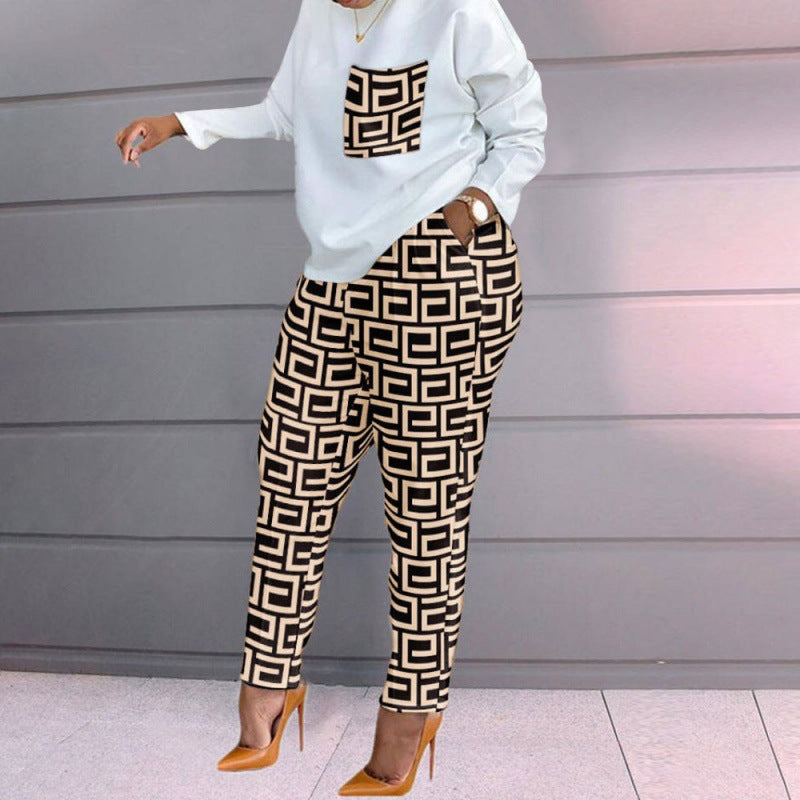 Women's Fashion Printed Long Sleeve Large Loose Suits