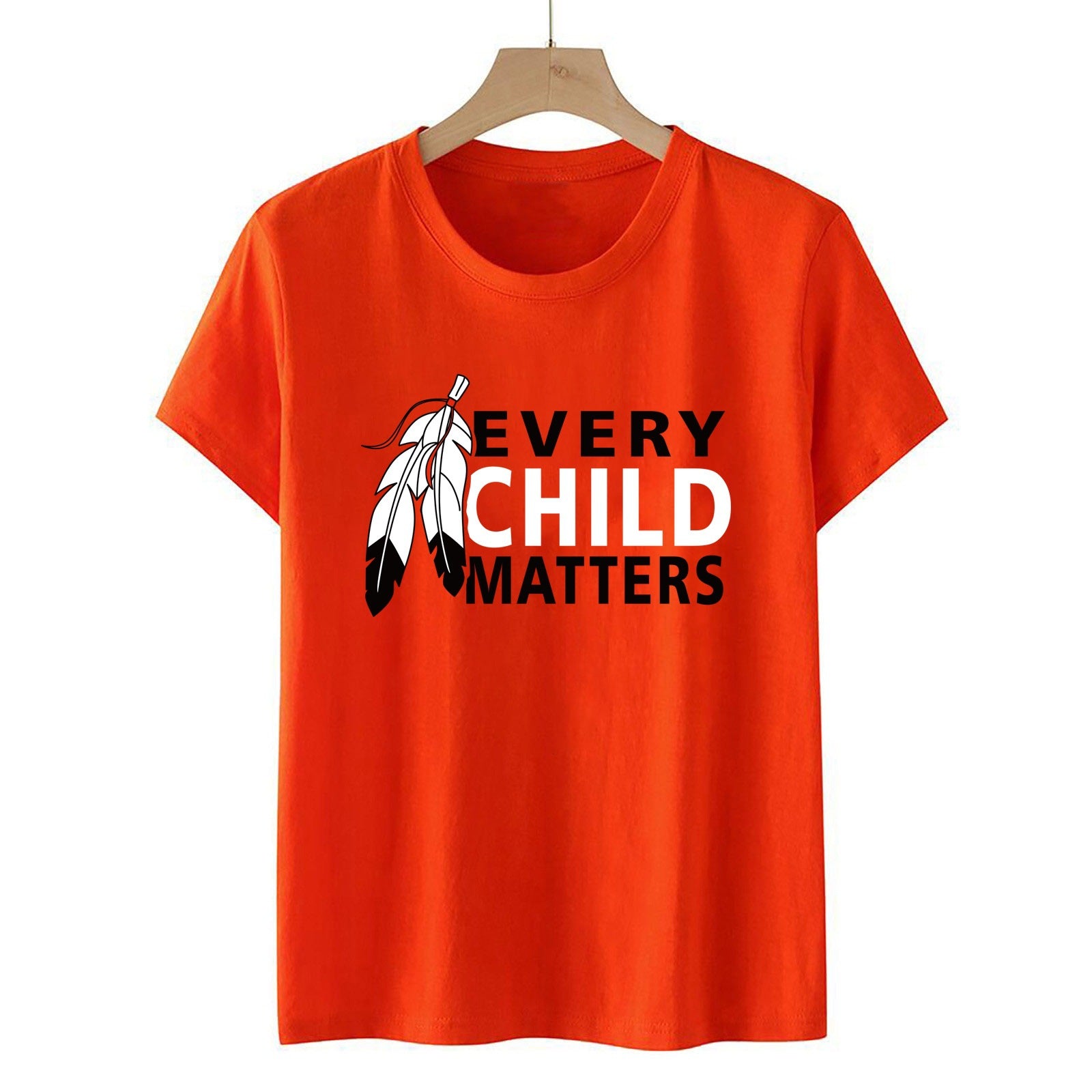 Orange T-shirt European Every Very Important Palm Blouses