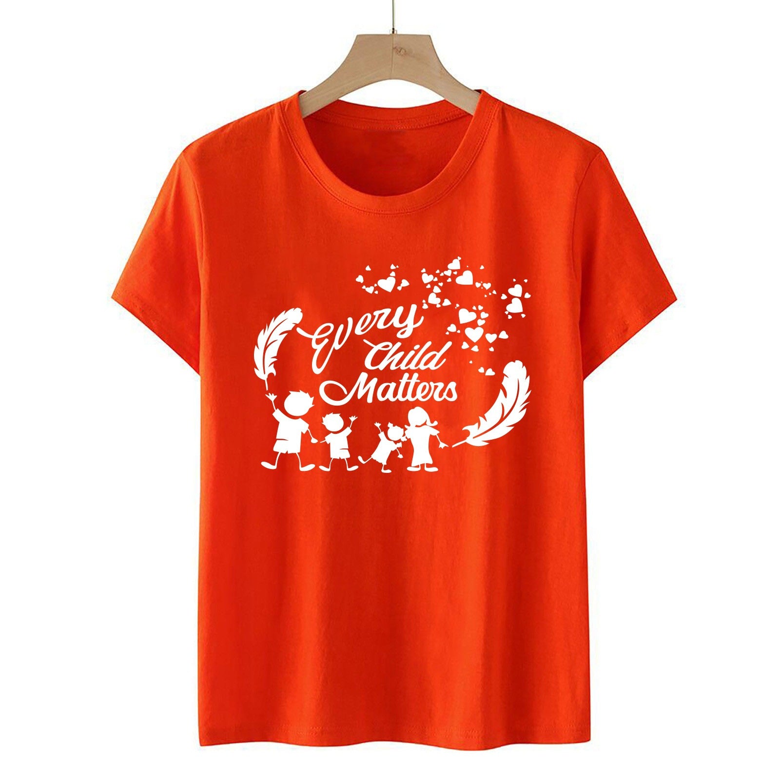 Orange T-shirt European Every Very Important Palm Blouses